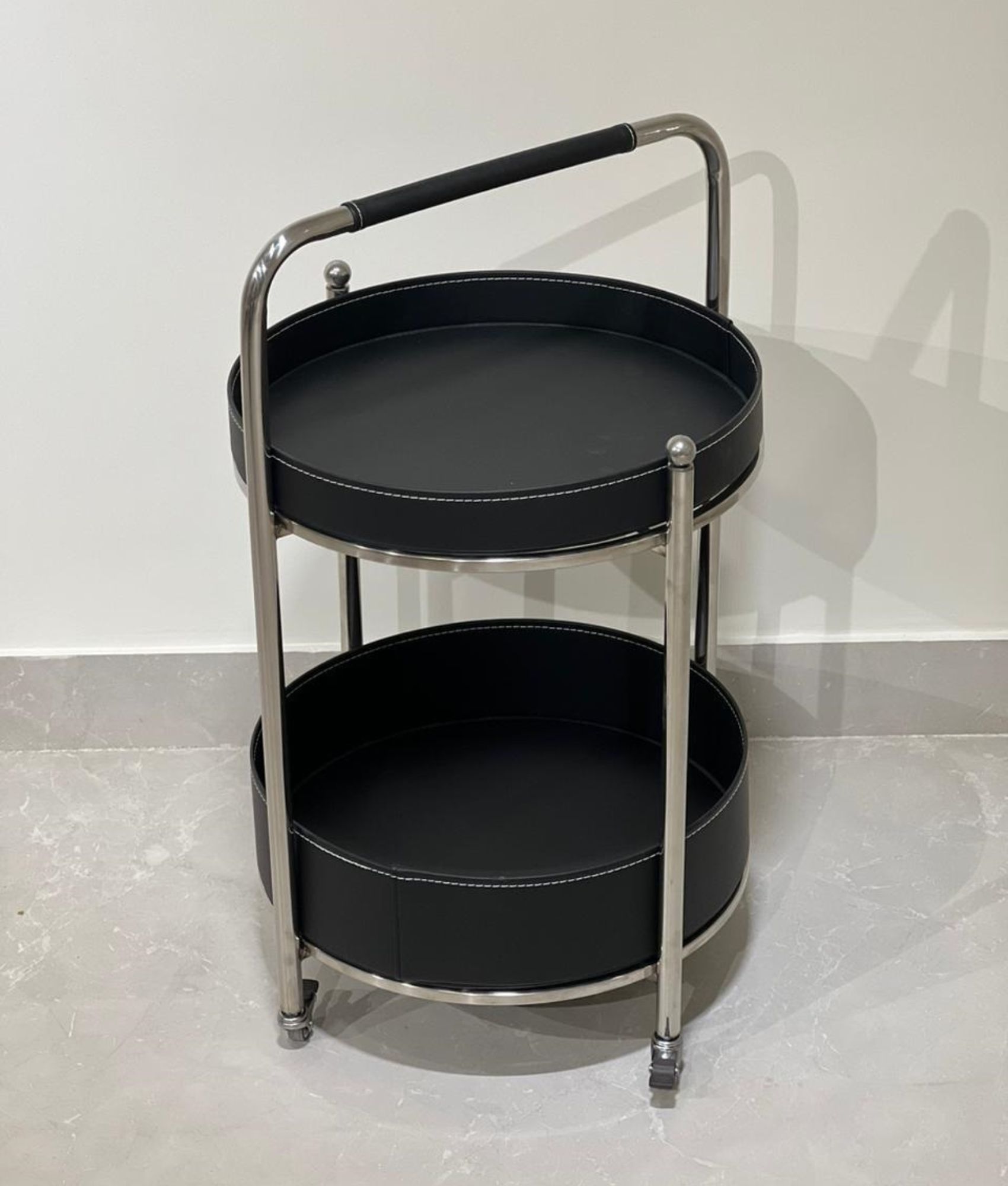 Black Round Serving Trolley