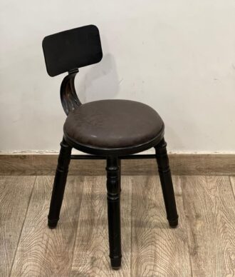 Dark Brown Wooden Round Stool