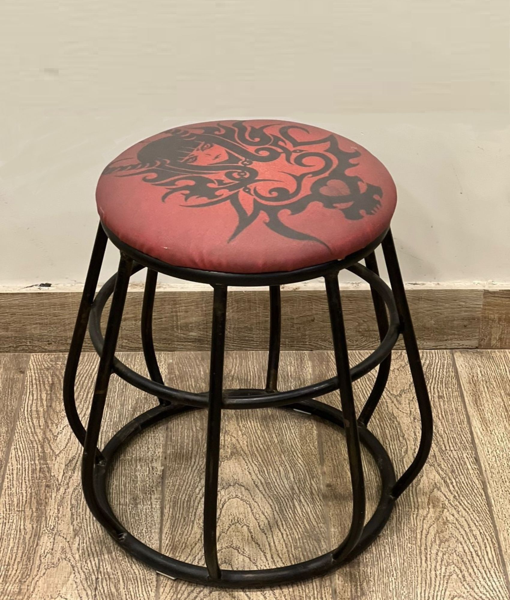 Round Stool With Tattoo